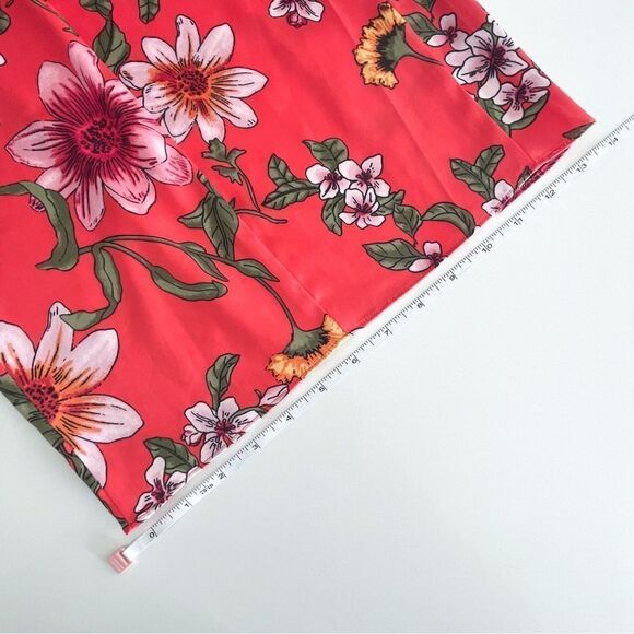 Guess Sleeveless Spaghetti Strap Coral Red Floral Jumpsuit Beach Women's 8 - Picture 9 of 12
